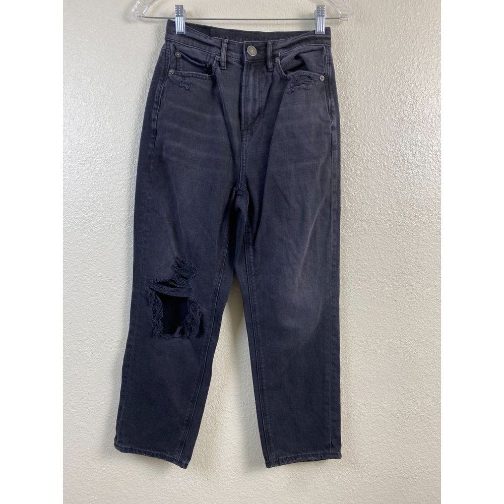 American Eagle High Rise 90s Boyfriend‎ Black Jeans Womens size 0 X-Short Denim